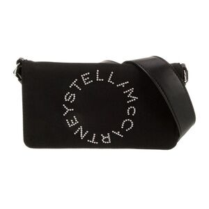 Stella McCartney Circular Studded Logo Mini Shoulder Bag in Black